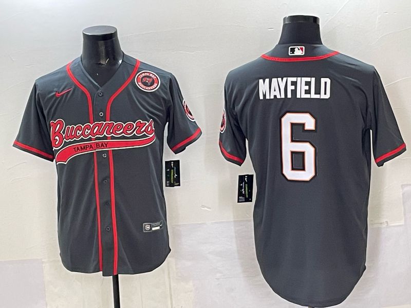 Men 2025 Tampa Bay Buccaneers #6 Mayfield Grey Joint Name Nike Limited NFL Jersey style 05